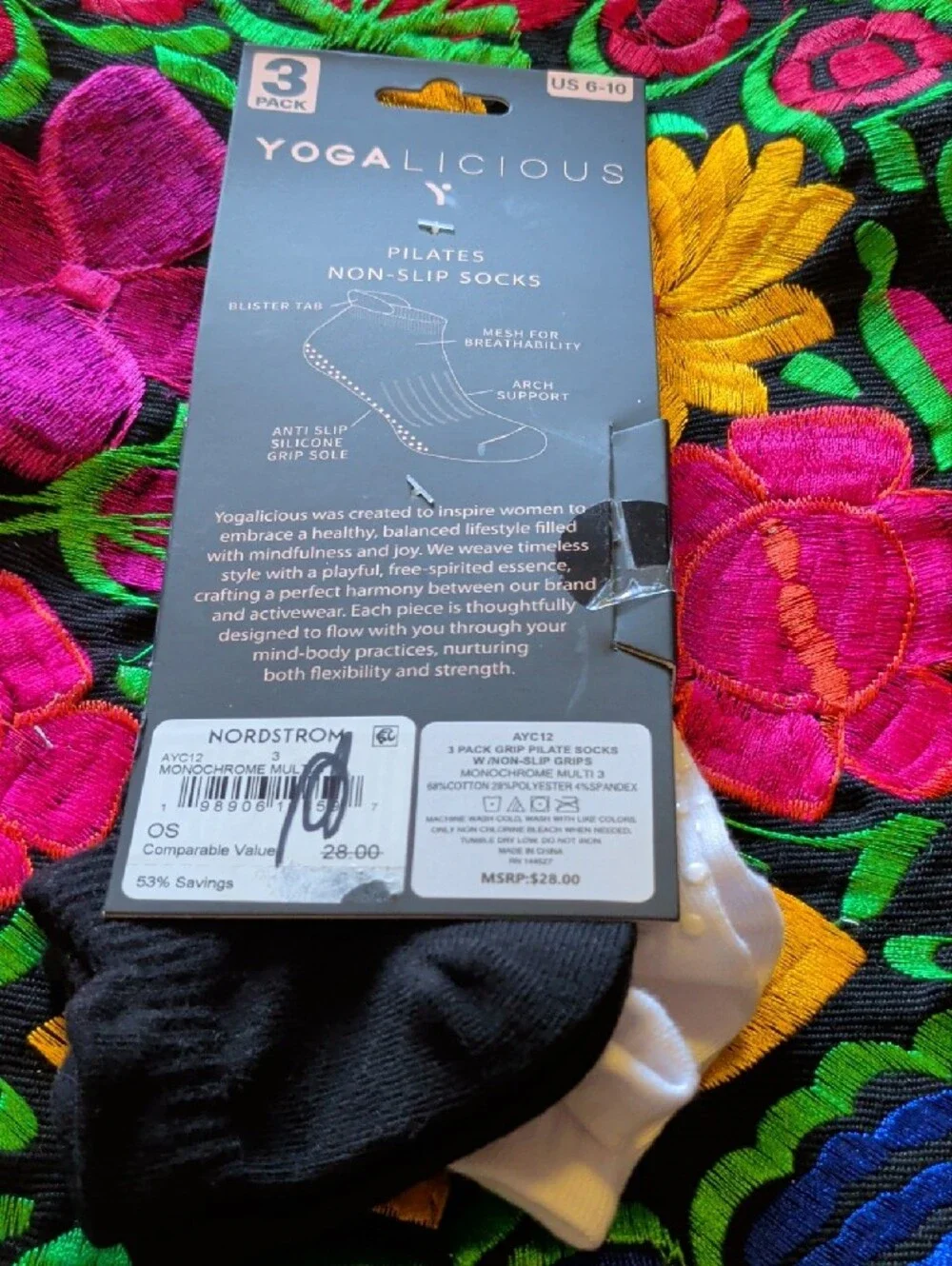 Yogalicious White Non-Slip Pilates Socks - 2 Pairs
